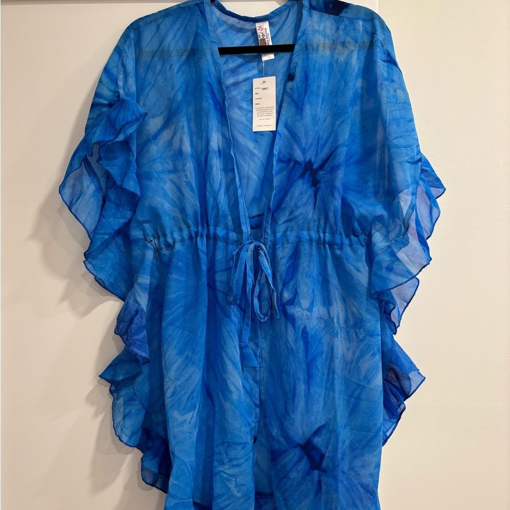 Blue Tie-Dye Women's Swim Cover-Up